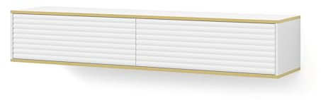AC-Déco Meuble TV Suspendu Subi - Blanc/doré - L 180 Cm