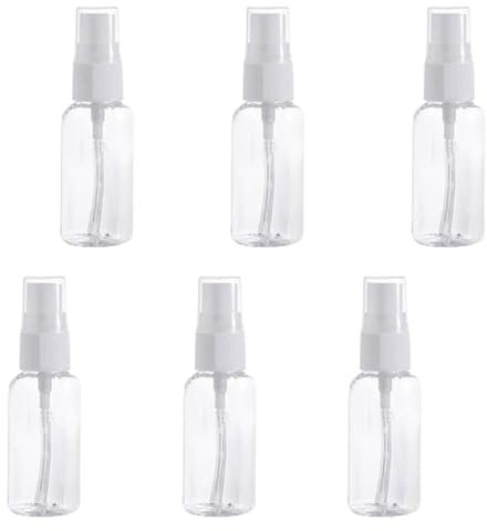 LMOGWL 6pcs 20ML Botella de spray transparente, botella de spray rellenable con tapa, pequeña botella de spray rellenable de plástico, para cosméticos líquidos de viaje, cuidado corporal