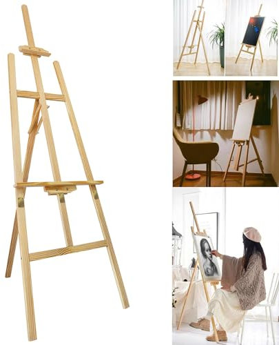 Künstler Staffelei - Professionelle A-Frame Studio Stativ für Malerei und Skizze - Kiefer Holz - Höhenverstellbar (175cm)