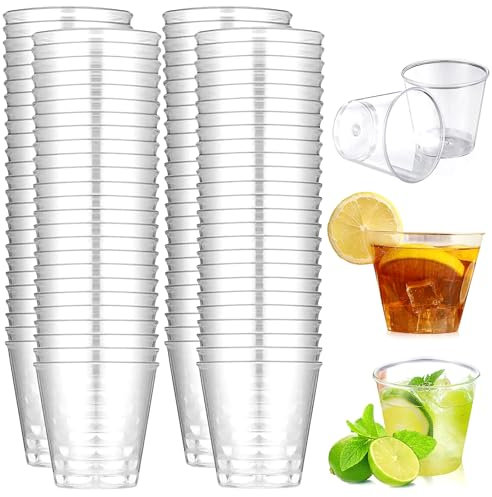 Elegance-go Verres à Shot en Plastique,100 Pièces 30ml Gobelets en Plastique Transparent Verrines Réutilisables Verres à Liqueur Verrines Plastique pour Fêtes,Voyage,Supermarché