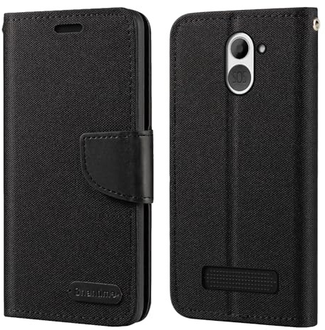 Custodia in pelle intrecciata per Amico Smartphone XS - Nero | 5 Custodia flip portafoglio in tessuto Oxford con guscio interno in TPU, supporto integrato e portacarte