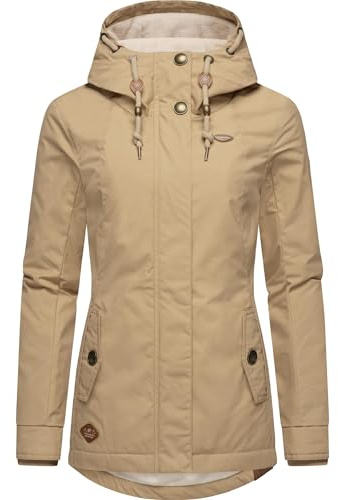 Ragwear Damen warme kurze Winterjacke mit Kapuze Monade Intl | Länge: po-bedeckend | Wärmegrad 3 von 3 – warm gefüttert | wasserabweisend | große Kapuze | für den Winter
