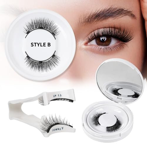 QUEWEL Magnetic-Eyelashes Natural Look, 1 Pair Reusable Magnetic Lashes with Applicator, No Glue Needed Eyelashes Magnetic (Magnetic Lashes Kit style B)