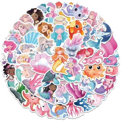 100 Stk Meerjungfrau INS Schillernde Farbe Graffiti Aufkleber Unterwasserwelt Thema Kinder Cartoon Gepäck Laptop Skateboard wasserdichte Aufkleber Party für Mädchen (I)