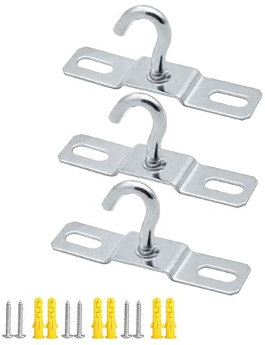 Zovator Ceiling Hooks, 3 PCS Metal Light Chandelier Hanging Hooks Ceiling Hook 70mm Pad Eye Plate Ceiling Hooks for Lamps Ceiling Fans Flower Basket Decoration Hold
