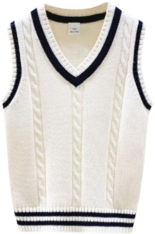 Yishengwan Enfants Pulls sans Manches Col V Gilets Tricotés Garçons Filles
