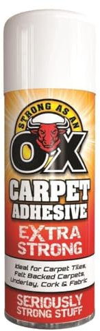 DIOXSTAR OX Carpet Adhesive Spray, Adhesive Glue Spray for Multi-Purpose Craft Carpet Foam Fabric Can, Even Coverage and Quick Drying Time, 500ml (1 Pcs)