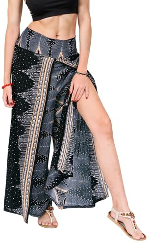 Your Cozy Harem Pants Yoga for Women Palazzo Beach Wear Wide Leg Boho Hippie Bohemian Aladdin Genie (Navy Sunflower_S)