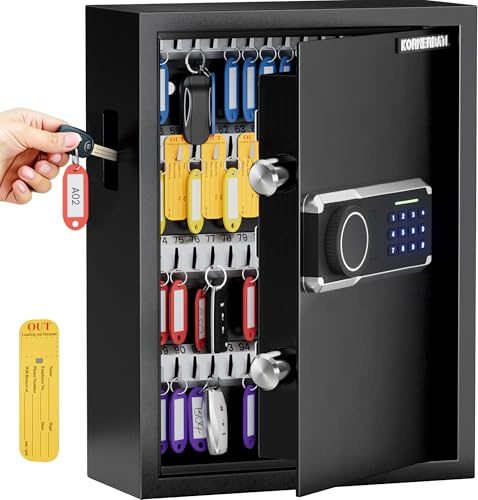 KornerBatl Electronic 103 Key Safe Wall Mounted, Key Lock Box With Code | Heavy Duty Key Safe Box With Deposit Slot, Key Lock Box with LED Light & Silent Mode