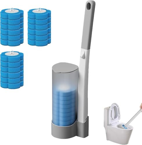 Aroma Toilettenbürste mit Reinigungsmittel, 36 Stück Ersatzköpfe, Einweg Toilettenbürste für schwer zu reinigende Toilettenbereiche, Klobürste Wandmontage, WC Reinigungsbürste (Mit 18 Ersatzköpfen)