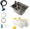 madelee Camping Spülbecken/Waschbecken Set aus Edelstahl 32,5 cm x 26,5 cm x 15 cm mit Armatur London 12 V, 25 mm Anschluss, 12 V Wasserpumpe, Abwasserschlauch, 2 x 12 L Wasserkanister Ausbau