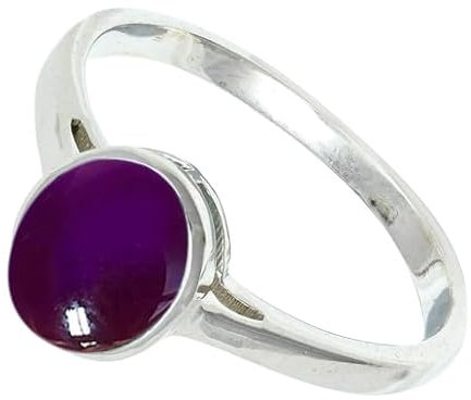 JEWELFORCE 925 Sterling Silber Cabochon Amethyst Edelstein Ring Herren Damen Stein Band Ring Alle Größen Ring Handgefertigter Schmuck JSR-1156BW_66 (21.0)