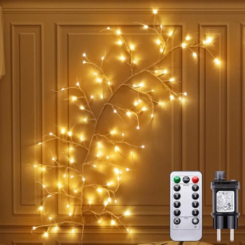 DAYLUMI Guirnalda de Luces LED, 8 Modos Ramas de Abedul Cadena de Luces con Enchufe, 96 LEDs Modelado DIY para Decoración de Habitaciones, Dormitorios y Salones (96 Led (1 Unidad)