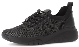 Gabor Damen Low-Top Sneaker, Frauen Halbschuhe,schnürschuhe,schnürer,straßenschuhe,Strassenschuhe,Sportschuhe,schwarz (Glitter),41 EU / 7.5 UK