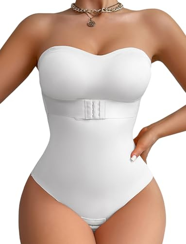 FEOYA - Body esculpir para mujer, diseño de vientre plano, para mujer, invisible push up bodysuit sin tirantes con acolchado extraíble y tirantes