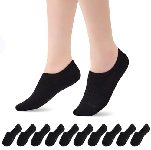 Niorasen Unsichtbare Sneaker Socken Damen Herren,10 Paar No Show Socken mit Rutschfestem Silikonband & Atmungsaktivem Mesh,Unisex Füßlinge 35-38 39-42 43-46