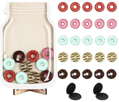 Belohnungsglas für Kinder, Donut-Spielstein-Belohnungssystem mit magischem Aufkleber-Design, Verhaltenstabelle für positive Verstärkung von Kindern, inklusive Spielsteine und Aufgabendiagramm für