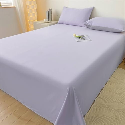 Homxi Drap Lit King Size,160 x 230 CM,Cache Sommier Queen Size Coton Couleur Unie Drap pour Matelas Epais Violet