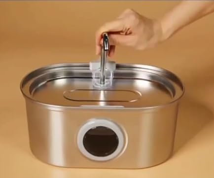 BUOAZR Fontaine à Eau INOX pour Chat, 3.2L Distributeur Eau Chat pour Ultra Silencieuse avec Lumière LED, Fenêtre Transparente, 3 Filtre à Carbone Activé + 3 Éponges, Filtration Multiple.