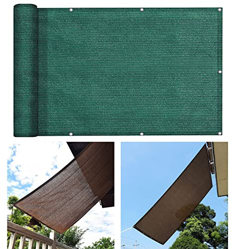 Tenda parasole per vasca idromassaggio, 4 x 8,5 m, protezione da sole e vento, per balcone, terrazza, giardino, facile da installare, con corda inclusa, verde