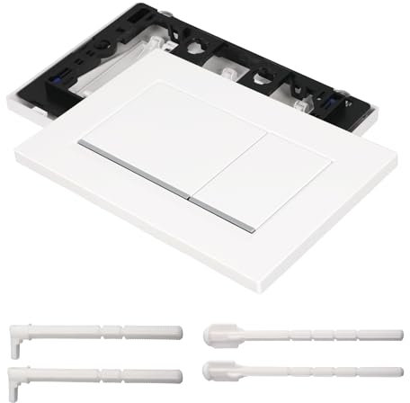 Betätigungsplatte drückerplatte Chrom Kunststoff WC spülkasten ersatzteile modell kompatibel mit GEBERIT SIGMA 30, mit 2-Mengen Spülungen (glänzend weiß mit glänzend chromt)