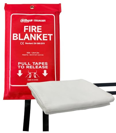 Wisualarm Löschdecke, Feuerlöschdecke Küche, Glasfaser Feuerdecke nach DIN EN 1869:2019, Brandschutzdecke für Küche, Zuhause, Büro, Camping, Garage (1.2m*1.2m)