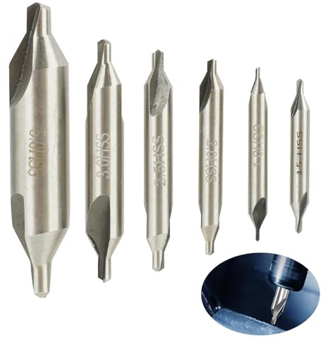 Jecdfs 6pcs Zentrierbohrer Bohrer Set Metall Holz Drehbank anbohrer für metall,zentrierbohrer 60 grad zentrierbohrer setHolzdrehmaschinen, Metallbearbeitung (Größen: 1.0/1.5/2.0/2.5/3.0/5.0 mm)