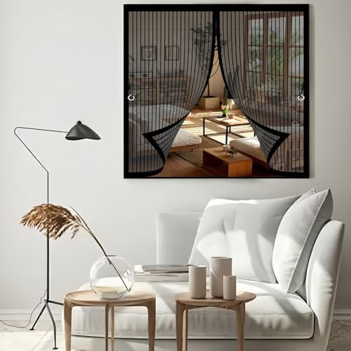 Zanzariera Magnetica Zanzariera 53 x 124 cm, Anti-Zanzare, Anti-Insetti, Rete Ultra-Fine, Installazione Facile, per Finestra per Porta Finestra Balcone, Nero