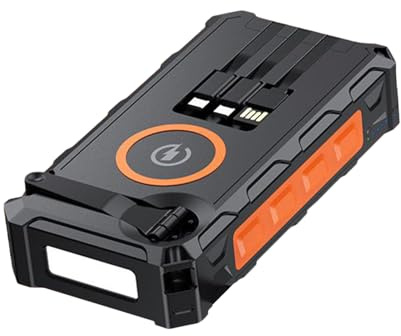 Portable Solar Power Bank with Hand Crank - 20000mAh Fast Charging, 6-Device Output, IPX66 Waterproof - Suits Camping, Backpacking, Use