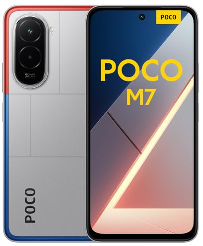 XIAOMI POCO M7, Smartphone 6+128GB, 6.9 FHD+ 144Hz Display, Snapdragon 685, 50MP AI dual camera, 7000mAh, Silver, Charger Not Included