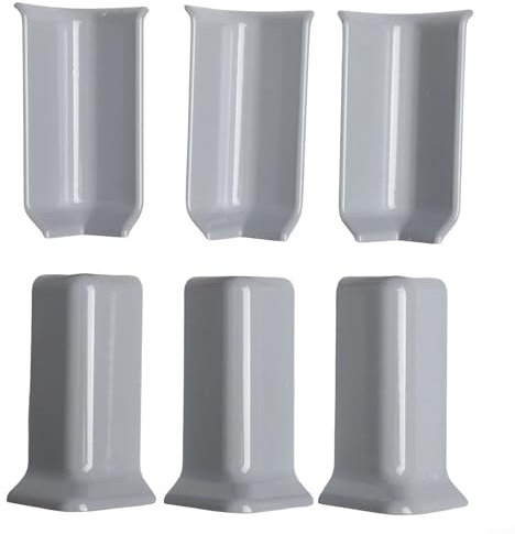 Lot de 6 blocs d'angle pour plinthe pour installation rapide sur plinthes de 8 cm de hauteur (M gris)