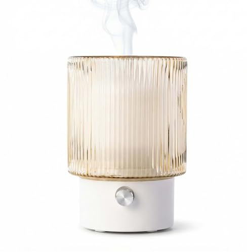 MULIN Aroma Diffuser 100 ml mit handgefertigter Glashülle, dekorativer Duftdiffusor für ätherische Öle, Stimmungslicht, kabelgebunden, ca. 4 Stunden Laufzeit