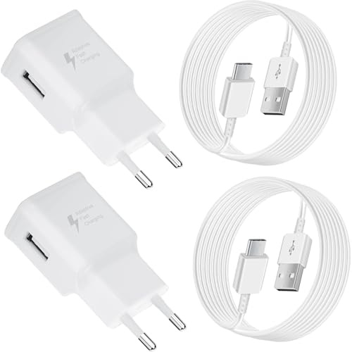 2er Pack USB C Ladegerät Fast Charger mit Ladekabel 1,5m für Samsung Galaxy | S23 S22 S21 S20 S10+ S10e S9 S8 A57 A56 A55 A54 A53 A37 A36 A35 A27 A17 A16 A15 A05s, Handy Schnellladegerät Schnellladekabel