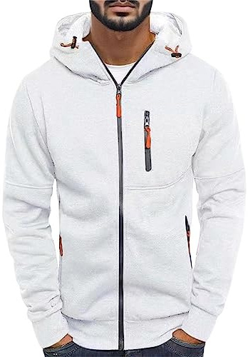 Sobzia Felpa Uomo con Zip Cerniera Tasche sul Davanti Comode Manica Lunga Giacca Leggera Casual Felpe Sportive con Cappuccio Hoodie S-4XL
