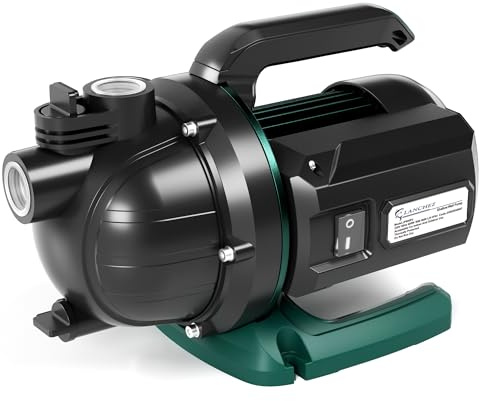 LANCHEZ Gartenpumpe 4600 l/h Fördermenge, 600 W | 36 m Förderhöhe, Ansaughöhe bis zu 8 m, Tragbarer Griff, Wasserpumpe für Regenfässer, Zisternen, Gartenteiche