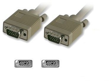 Ex-Pro Grey SVGA VGA Plug - Plug (P-P) Male to Male Monitor/Projectors/LCD Cable HD15 Pin Cable Lead - 30m