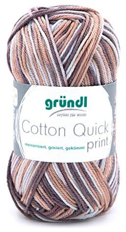 Gründl Cotton Quick print Garn, Baumwolle, Braun Multicolor, Ca. 125 m