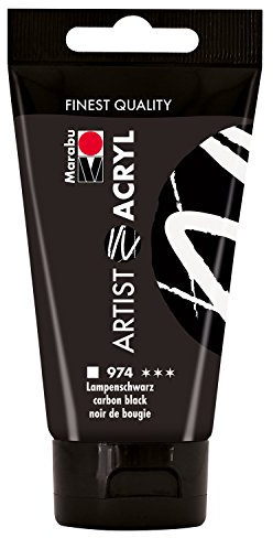 Marabu 12200002974 - Artist Acryl lampen schwarz 75 ml, feine Acrylfarbe in Künstlerqualität, auf Wasserbasis, pastose Konsistenz, hoch pigmentiert, sehr gute Brillanz und Deckkraft