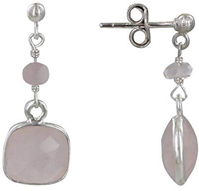 LES POULETTES BIJOUX - Boucles d'oreilles Argent 925 Perle et Pavé de Quartz Rose Facetté