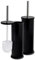 Harbour Housewares Toilet Brush and Holders - Black - Pack of 2 - Round Toilet Bowl Brush & Holder Stainless Steel Bathroom Deep Cleaning Scrub