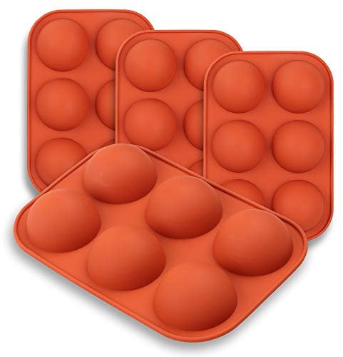 homEdge Moule en silicone semi-sphérique moyen, 4 paquets de moules de cuisson pour faire du chocolat, des gâteaux, de la gelée, de la mousse de dôme-diamètre: 5cm