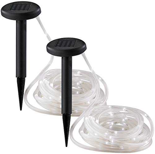 Lunartec Solarschlauch: 2er-Set Solar-Lichtschläuche mit je 50 weißen LEDs, je 5 m (Solar-Lichtschlauch Garten, Lichtschlauch aussen)