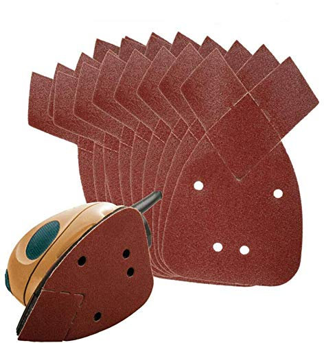 TOOLSTAR Mouse Sander Pads, 170 x 140 x 95mm 80 Grits Mouse Detail Sander Sandpaper Sanding Sheets with Extra 2 Tips for Replacement for Black and Decker Palm Sander (10PCS)