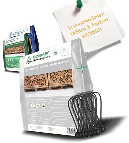 CoverUp! (4x6 m) Gewebeplane - Farbe: Weiß, 200g/m² - Beständigkeit durch verstärkte Gummiecken & rostfreie Ösen - Abdeckplane bietet UV-Schutz - Plane inkl. 15 Planenspanner