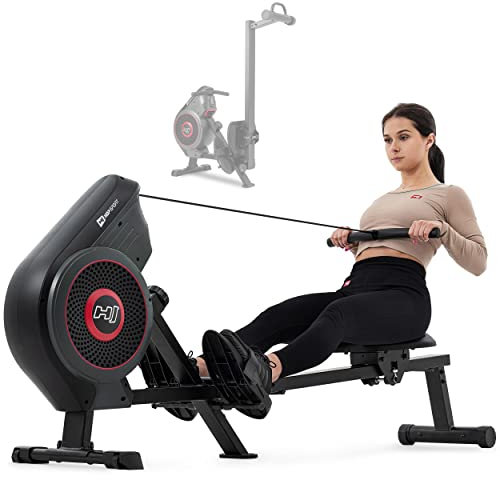 Hop-Sport HS-065AR Luft-Rudergerät für zuhause - Rudermaschine klappbar, mit Luft- & Magnetwiderstand, LCD-Display, 8 Stufen – max. Nutzergewicht 135kg