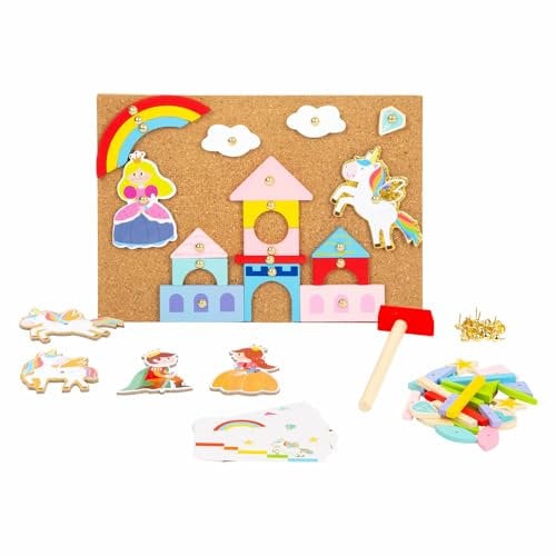 small foot Hämmerchenspiel Holz und Kork, mit Motiven zum Thema Einhorn und Prinzessin, ab 6 Jahren, 11571