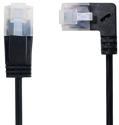 xiwai Câble Ethernet Ultra Slim Cat6 RJ45 Angle Droit vers câble réseau UTP Droit Câble de raccordement 90 degrés Cat6a LAN pour routeur pour Ordinateur Portable TV Box (2.0 m)