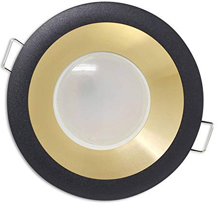 Vonhoff LED Einbaustrahler schwarz/gold rund warmweiß 5 Watt flach 230V - Einbau-spot dimmbar als Deckenleuchte und -strahler oder Wandleuchte - Einbauleuchte 75mm Bohrloch mit Leuchtmittel
