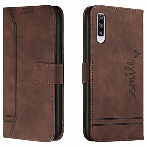 Lihondar Kompatibel mit Samsung Galaxy A70/ A70S Hülle, Handyhülle Samsung A70, A70S Leder Klappbar Schutzhülle Tasche Wallet Brieftasche Cover Flip Case für Samsung A70/ A70S Klapphülle (Braun)