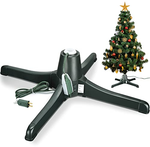 Hortsun Christmas Tree Stand 360 Degree Rotating Adjustable Tree Stand Replacement Electric Revolving Xmas Tree Base for up to 7.5ft Artificial Holiday Trees, Green